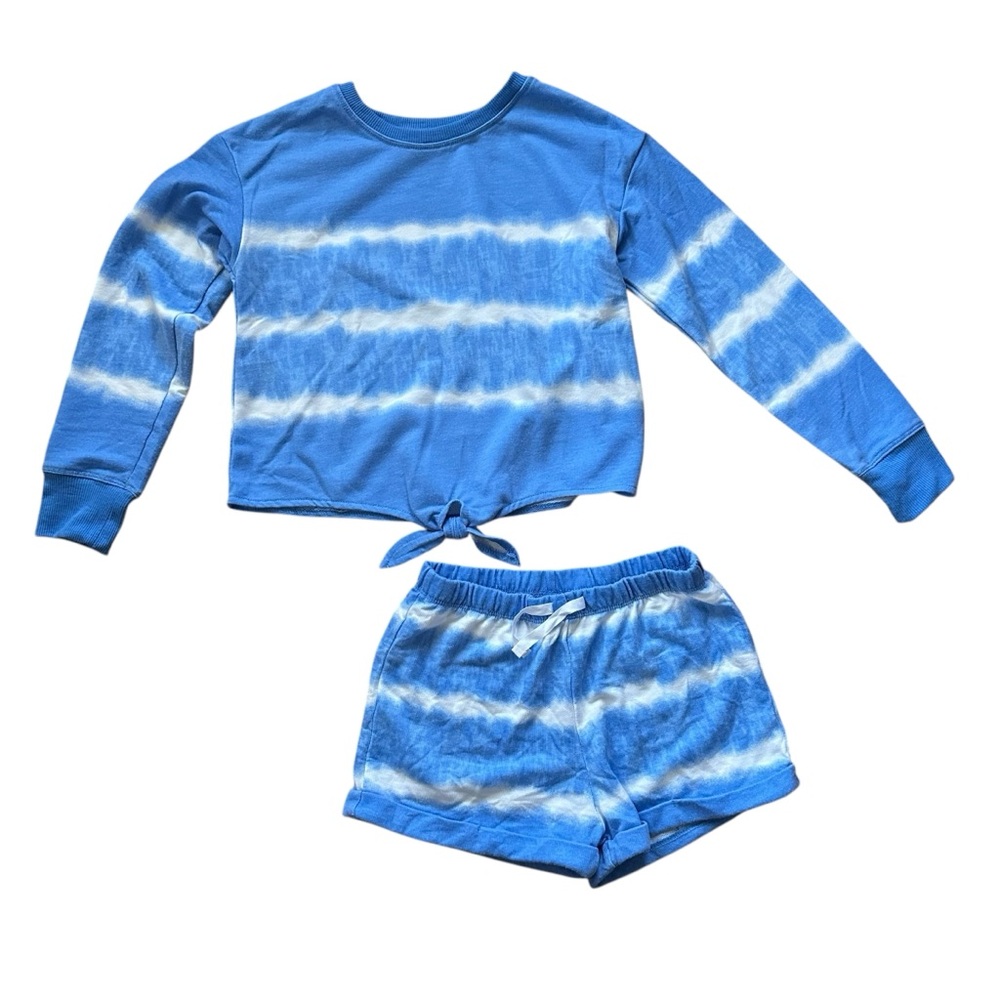 Dreamlife Girls Lounge Pajama Shirt and Shorts Blue White Size Small 7_8